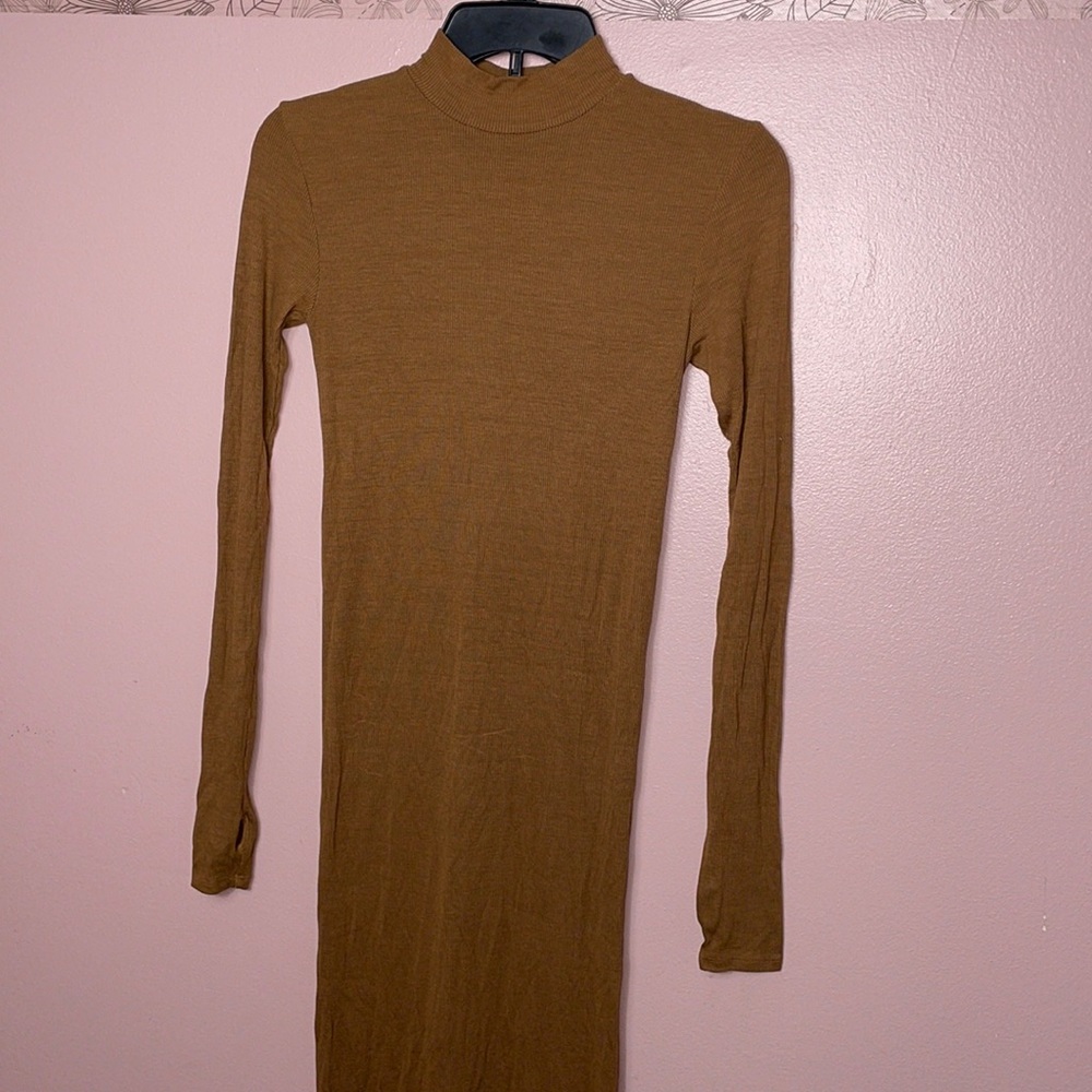 Enza Costa Silk Rib Mock Neck Midi Dress
